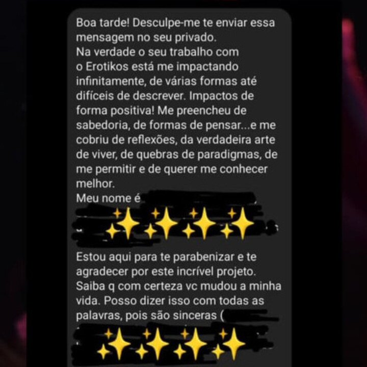 Depoimento recebido nas redes sociais