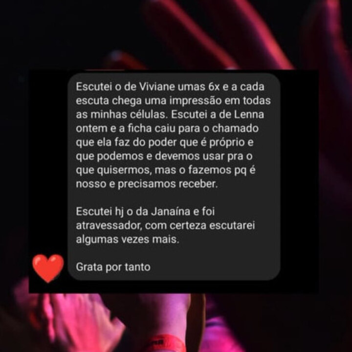 Depoimento recebido nas redes sociais
