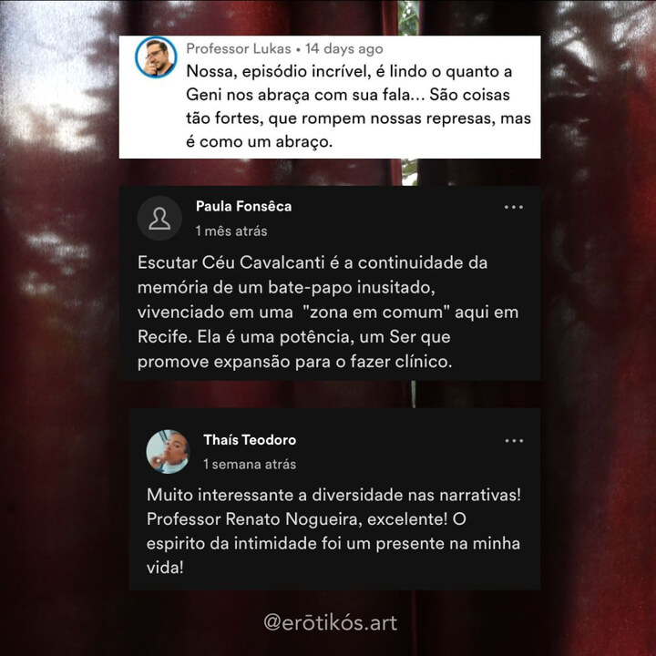 Depoimento recebido nas redes sociais