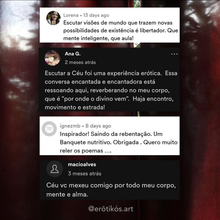 Depoimento recebido nas redes sociais