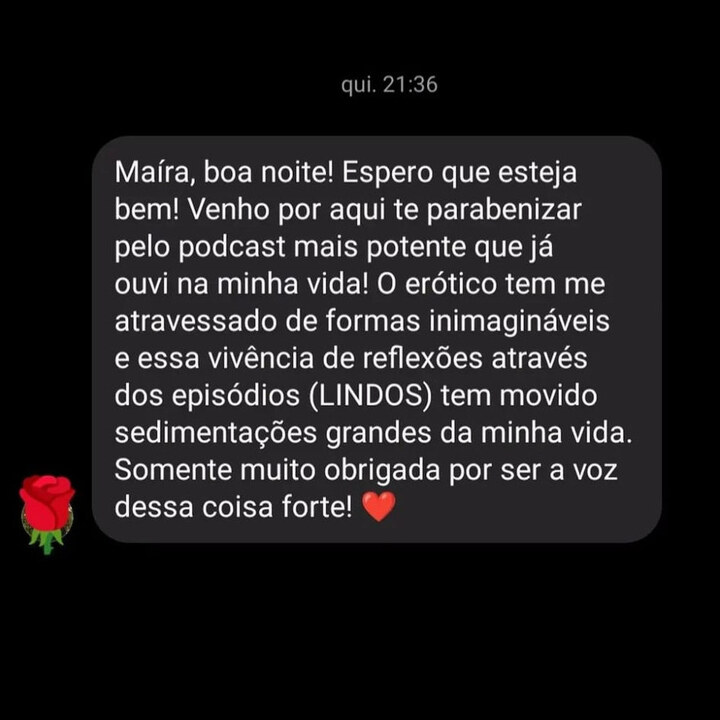 Depoimento recebido nas redes sociais
